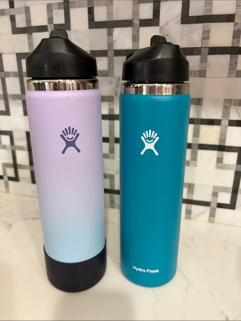 Hydro Flask Lavender-to-Light Blue Ombre & Teal Twin Bottle Set